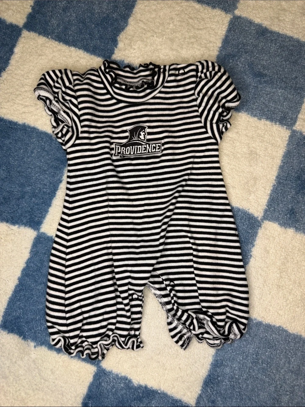 Providence Friars Black & White Striped Baby One-Piece Romper